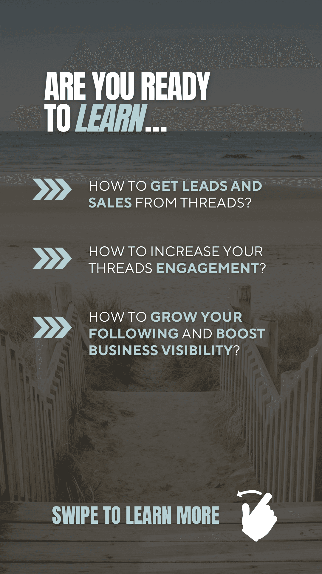 Beach boardwalk background for Threads to Millions