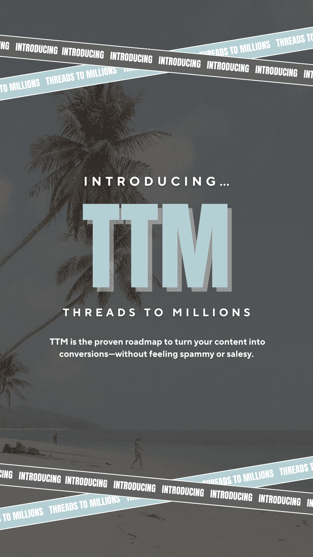 Beach background for Threads to Millions hero section